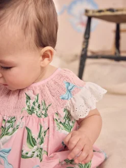 Floral rose - Barboteuse brodée Cath Kidston 100% coton imprimée