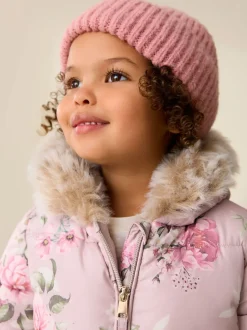 Floral rose - Combinaison de neige Résistant à la douche Faux Fur Trim (3mths-7yrs)