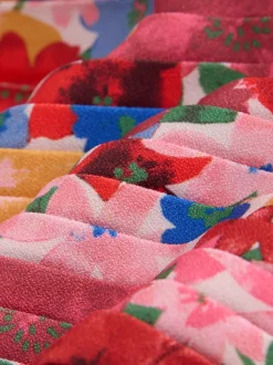 Floral rose - Combinaison plissée à volants à manches courtes (3-16ans)