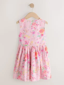 Floral rose - Robe boutonnée à Manches courtes Rayure (3-16ans)