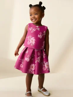 Floral rouge - Ensemble haut et jupe en plongée sous-marine (3mois-7ans)