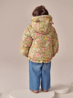 Floral vert - Manteau rembourré Résistant à la douche à ourlet à volants (3mois-7ans)