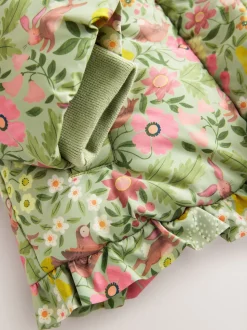 Floral vert - Manteau rembourré Résistant à la douche à ourlet à volants (3mois-7ans)