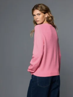 Fluro Rose - Pull super doux à manches longues à col rond