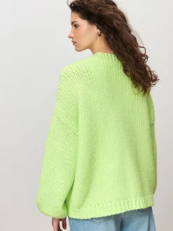 Fluro Vert - Cardigan en grosse maille doux