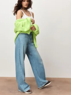 Fluro Vert - Cardigan en grosse maille doux