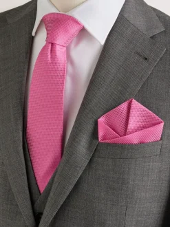 fuchsia - Ensemble cravate et pochette texturées
