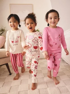 Galentines rose/rouge - Lot de 3 pyjamas Snuggle (9mois-12ans)