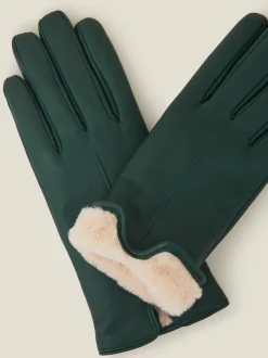 Gants Accessorize en cuir avec doublure en fausse fourrure