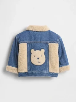 Gap UltraSoft Denim Sherpa Bear Jacket (0-24mths)