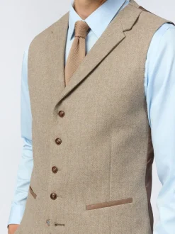 Gilet Antique Rogue Camel en tweed à chevrons