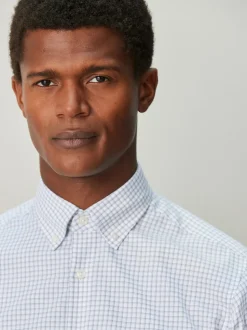 Gingham gris - Chemise habillée à manches longues riche en coton