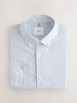 Gingham gris - Chemise habillée à manches longues riche en coton