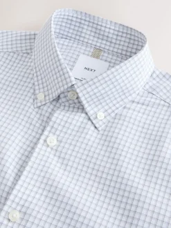 Gingham gris - Chemise habillée à manches longues riche en coton