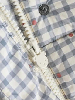 Gingham gris - Doudoune Bébé à capuche (0mois-2ans)