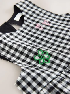 Gingham noir/blanc - Combinaison sans manches (3mois à7ans)