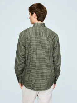 Gingham vert - Chemise élégante douce au toucher à manches longues