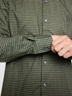 Gingham vert - Chemise élégante douce au toucher à manches longues
