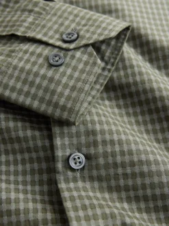Gingham vert - Chemise élégante douce au toucher à manches longues