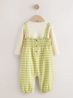 Gingham vert - Ensemble 2 pièces salopettes et body bébé (0mois-2ans)