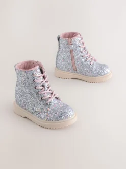 Glitter d'argent - Bottines à lacets