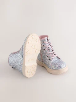Glitter d'argent - Bottines à lacets