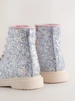 Glitter d'argent - Bottines à lacets
