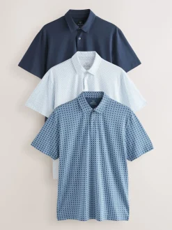 Géo bleu marine - Polo en jersey Manches courtes 3 Pack