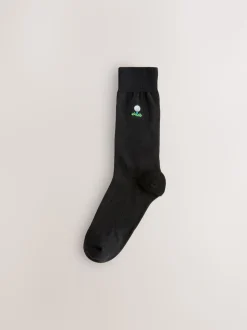 Golf noir - Paquet de chaussettes brodées amusantes 5