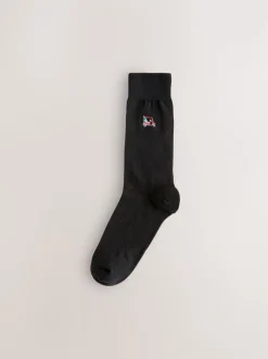 Golf noir - Paquet de chaussettes brodées amusantes 5