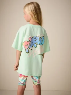 Graffiti vert - Ensemble t-shirt et short cycliste (3-16ans)