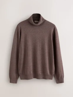 Grège foncé - Polo EDIT en maille à manches longues et col roulé