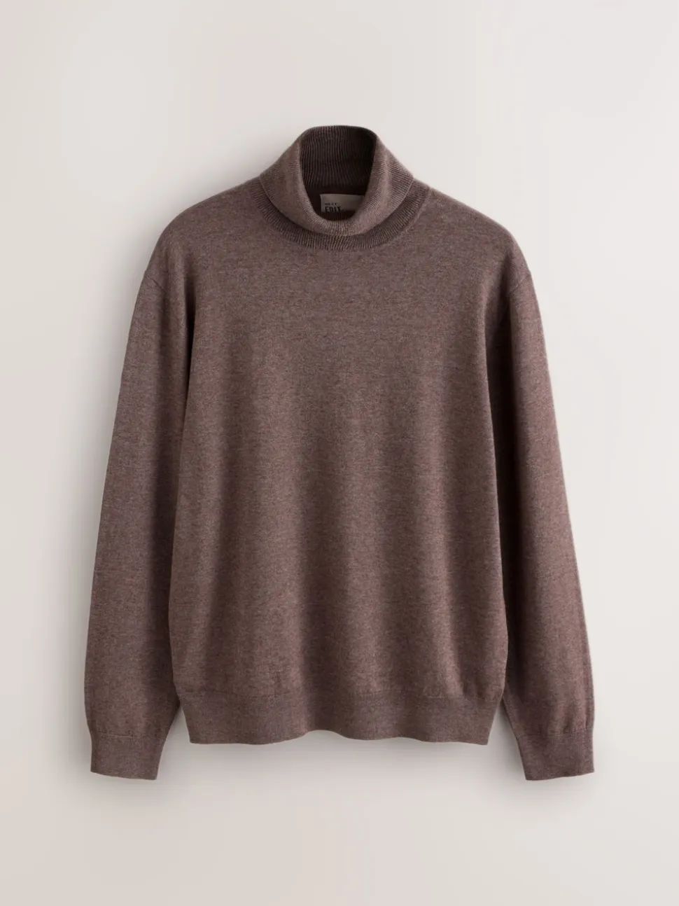 Grège foncé - Polo EDIT en maille à manches longues et col roulé