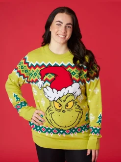 Grinch de Noël vert - Vanilla Underground Pull de Noël en maille pour adulte licencié homme