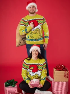 Grinch de Noël vert - Vanilla Underground Pull de Noël en maille pour adulte licencié homme