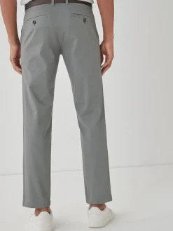 Gris - Ajustement droit - Pantalon chino doux imprimé à ceinture