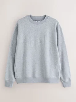 Gris - Ajustement régulier - Sweat-shirt épais à Col rond riche en coton