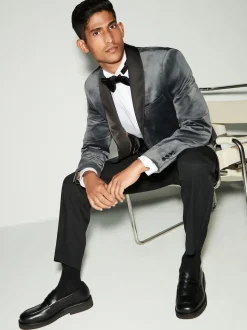 Gris - Ajustement régulier - Blazer en velours