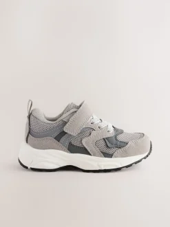 Gris - Baskets à lacets élastiques à fermeture tactile