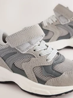 Gris - Baskets à lacets élastiques à fermeture tactile