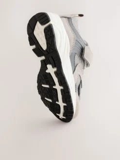 Gris - Baskets à lacets élastiques à fermeture tactile