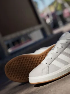 Gris - Baskets adidas Grand Court 00s en daim et dentelle pour enfant