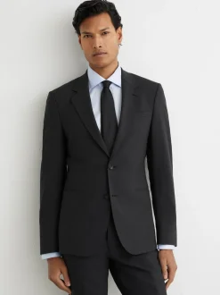 Gris - Blazer de costume Reiss Promise à simple boutonnage en laine Blend, coupe habillée