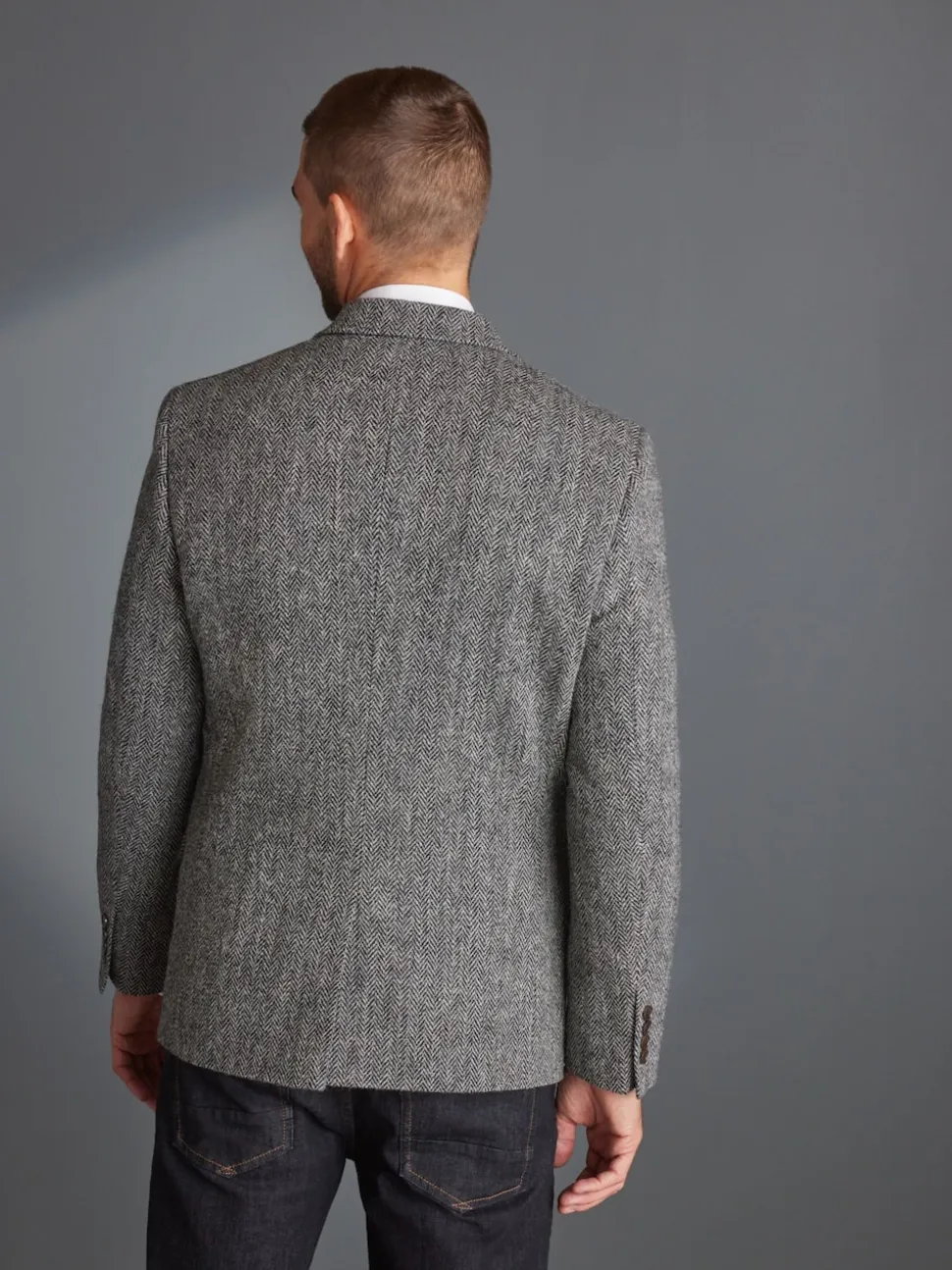 Gris - Blazer Signature Harris en tweed britannique en laine