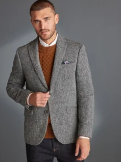 Gris - Blazer Signature Harris en tweed britannique en laine