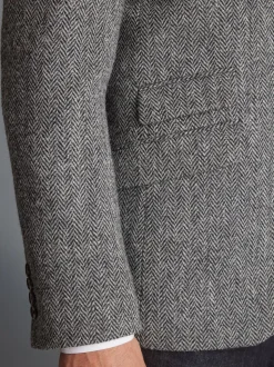 Gris - Blazer Signature Harris en tweed britannique en laine