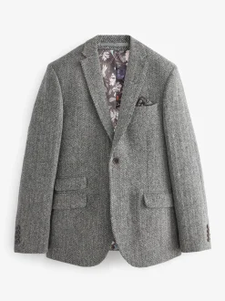 Gris - Blazer Signature Harris en tweed britannique en laine