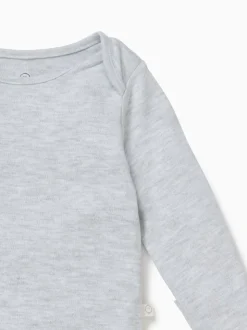 Gris - Body MORI à encolure enveloppe à manches longues