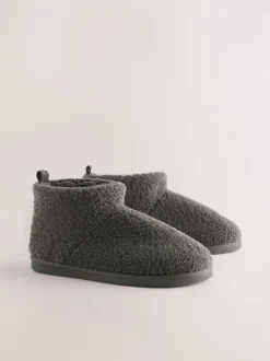 Gris - Bottes chaussons en imitation peau de mouton