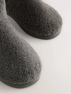 Gris - Bottes chaussons en imitation peau de mouton